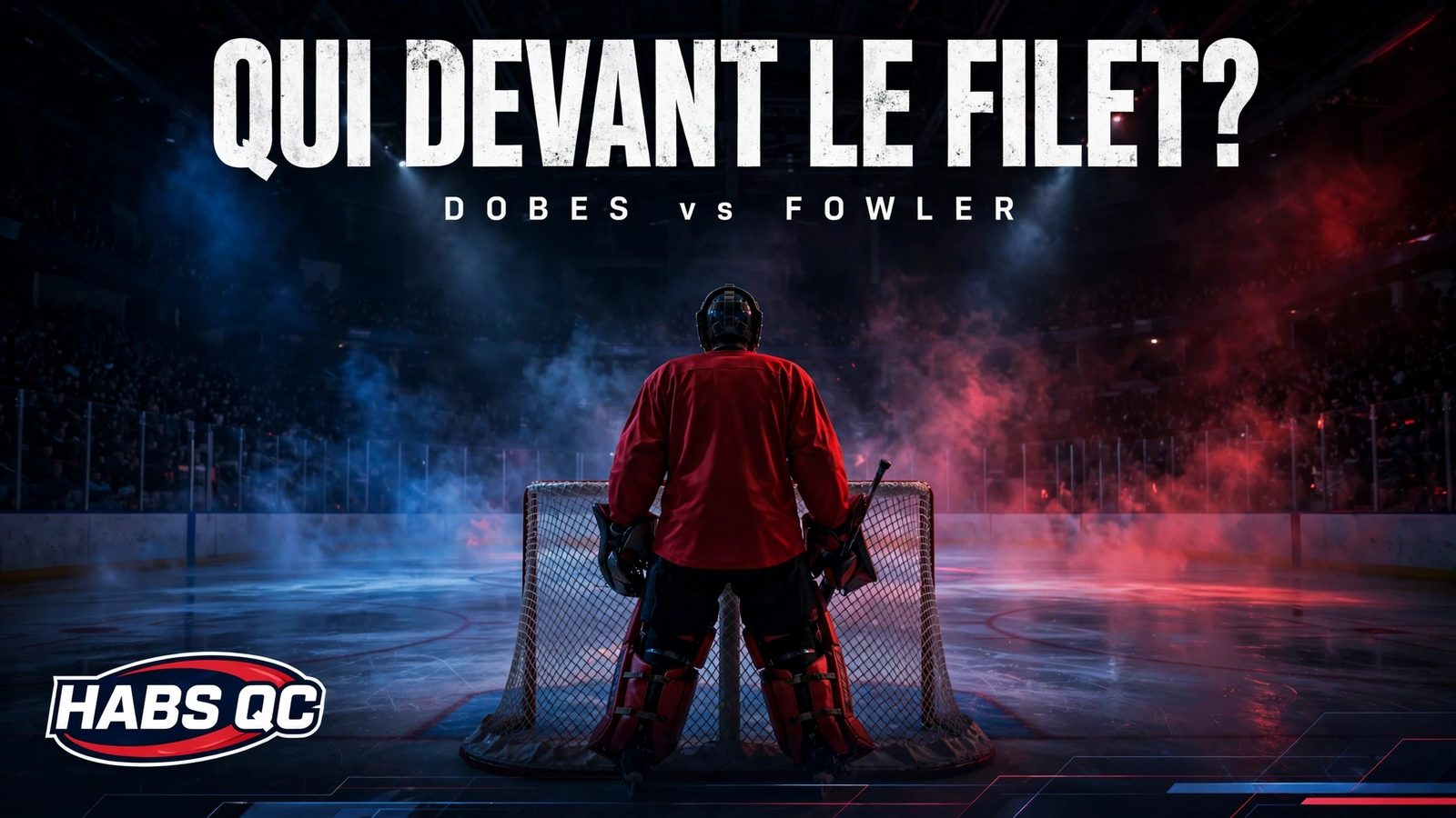 Jakub Dobes et Jacob Fowler, gardiens des Canadiens de Montréal, devant le filet